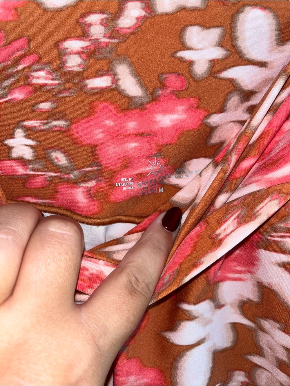NWT Aerie OFFLINE Real Me Crossover 7/8 Leggings Floral Brown Pink M - Picture 6 of 6